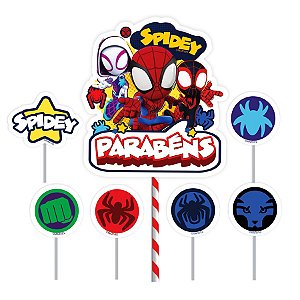 Topo de Bolo Spidey Amazing Friends - 7 PÇs - 1 UN - Piffer - Rizzo