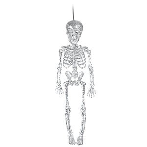 Esqueleto Caveira 5X11X38cm Prata Halloween Cromus Rizzo