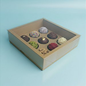 Caixa Base Brigadeiro - Kraft - N2 (13cm x13cm x3,5cm) - 5 unidades - Assk -