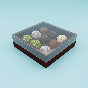 Caixa Base Brigadeiro - Marrom - N2 (13cm x13cm x3,5cm) - 5 unidades - Assk - Rizzo