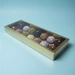Caixa Base Brigadeiro - Dourado - N3 (30,5cm x10cm x3,7cm) - 5 unidades - Assk - Rizzo