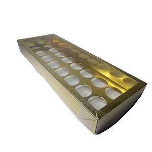 Caixa Base Brigadeiro - Dourado - N3 (30,5cm x10cm x3,7cm) - 5 unidades - Assk - Rizzo Embalagens
