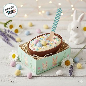 Pacote Colher Madeira - Chevron Azul - 10cm - 10 unidades - Rizzo