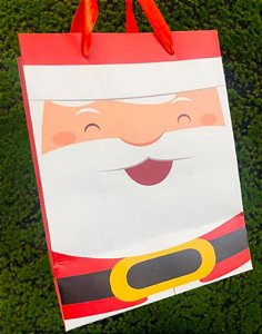 Sacola Decorada Natalina - Papai Noel Sorrindo - 01 unidade - Rizzo Embalagens​
