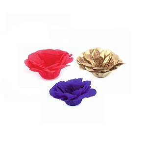 Forminha Flor - MM Seda - Azul Dourado Vermelho - 50 UN - MaxiFormas - Rizzo