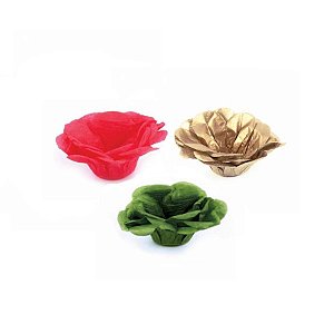 Forminha Flor - Natal - Verde Vermelho Dourado - 50 UN - MaxiFormas - Rizzo