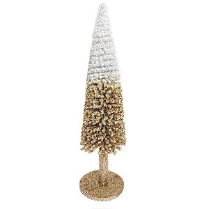 Mini Arvore decorativa Rattan - Champangne/Branco - 45cm - 01 unidade - Natal - Rizzo