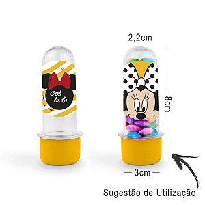 Mini Tubete Lembrancinha Festa Minnie Mouse 8cm 20 unidades - Amarelo - Rizzo Embalagens