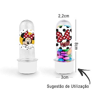 Mini Tubete Lembrancinha Festa Minnie Mouse 8cm 20 unidades - Branco - Rizzo Embalagens