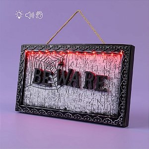 Quadro Decorativo Halloween - BE WARE - com Som Luz e Movimento - 01 unidade - Cromus - Rizzo