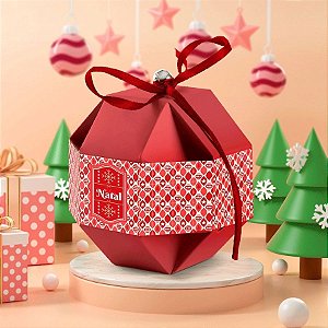 Caixa Bolinha Para Doces Clássica Vermelha Natal - 10 unidades - Rizzo Embalagens