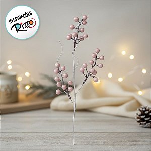 Galho de Frutas Peroladas Rosa - 1 Unidade - Cromus - Rizzo Embalagens