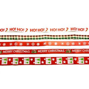 Cartela com 5 Fitas Natalinas Coloridas - 1 Unidade - Natal Cromus - Rizzo Embalagens