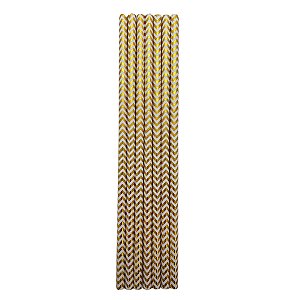 Canudo de Papel Nacarado Dourado Listrado 20cm 25 Unidades