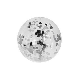 Balão Bubble Transparente com Confete Bolinha Prata - 18" 45cm - 01 Unidade - Partiufesta - Rizzo