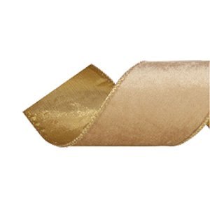 Fita Decorativa Natal Veludo Dourado 6,3cmx9,14m - 1 Unidade - Cromus - Rizzo Embalagens
