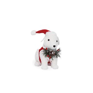 Cachorro com Roupa Tricô Branco e Vermelho Pequeno - 01 unidade Cromus Natal - Rizzo Embalagens
