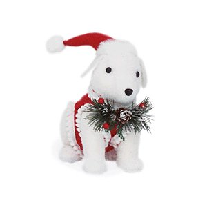 Cachorro com Roupa Tricô Branco e Vermelho Grande - 01 unidade Cromus Natal - Rizzo Embalagens