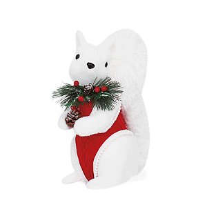 Esquilo Branco com Roupa Tricô Vermelha Grande - 01 unidade Cromus Natal - Rizzo Embalagens