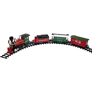 Brinquedo Infantil Trem Set Clássico à Pilhas com Som - Cor Vermelho