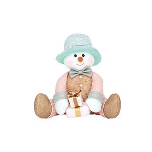 Boneco de Neve Sentado com Presente Azul e Rosa - 01 unidade Cromus Natal - Rizzo Embalagens