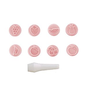 Kit Carimbo Marcador Frutas Rosa Bebê - 9 Unidades - BlueStar - Rizzo