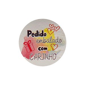 Etiqueta Pedido Embalado com Carinho - 60 UN Rizzo Embalagens