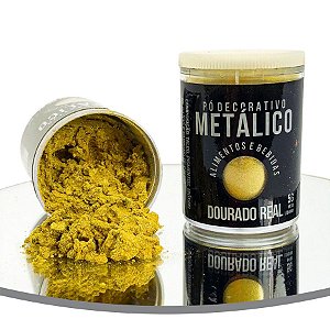 Pó Decorativo Glitter Metálico Dourado Real Para Alimentos 5g - 01 Unidade - Sonho Fino - Rizzo