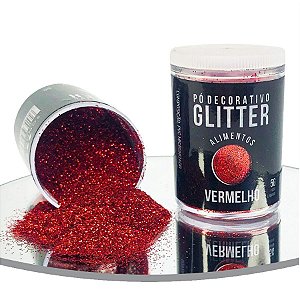 Pó Decorativo Glitter Vermelho Para Alimentos 5g - 01 Unidade - Sonho Fino - Rizzo