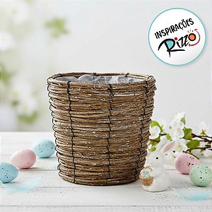 Cachepot Ninho Redondo Alto Fibras Naturais 01 Unidade Floral Atlanta Rizzo Embalagens