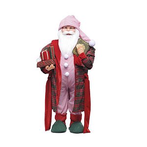 Papai Noel de Pijama Xadrez/Vermelho 90cm  - 01 unidade - Cromus Natal - Rizzo Embalagens