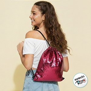 Mochila Saco - Paetê Rosa - Festa Carnaval - 01 UN - Cromus - Rizzo