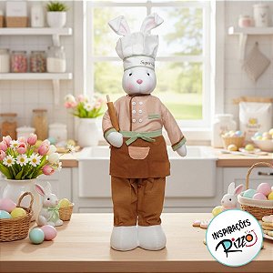 Boneco de Páscoa - Coelho Super Chef com Rolo de Massa - G - 01 UN - Cromus - Rizzo