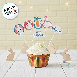 Pick Decorativo para Doces de Páscoa - Coelhinhos 10cm - 12 Unidades - Cromus - Rizzo