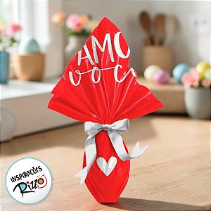 Saco Express 37,5x37,5cm para Ovos Coração de 250g a 350g - Tanto Amor - 5 unidades - Cromus Páscoa - Rizzo Emba
