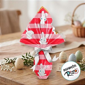 Saco Express 35x35cm para Ovos de 250g a 350g - Coelhinhos Vermelho - 5 unidades - Cromus Páscoa - Embalagens