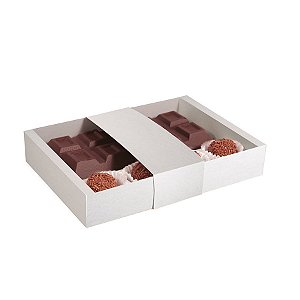 Caixa Tablete com Brigadeiro Branco 18x13x3,2cm - 10 Unidades - Cromus - Rizzo Embalagens