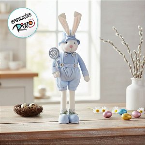 Boneco de Páscoa - Coelho com Pirulito - Azul - 01 UN - Cromus - Rizzo