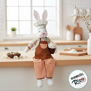 Boneco de Páscoa - Coelho Super Chef com Bolinho - Sentado - 01 UN - Cromus - Rizzo