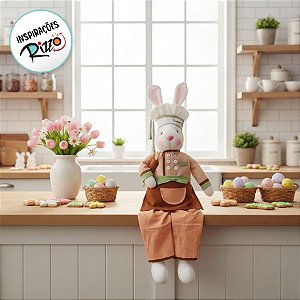 Boneco de Páscoa - Coelho Super Chef com Rolo de Massa - Sentado - 01 UN - Cromus - Rizzo