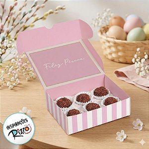 Caixa para Brigadeiros - Clássico Francês Rosa - 10 Unidades - Cromus - Rizzo Embalagens