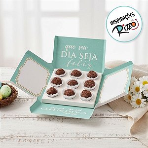 Caixa Surpresa para 9 Brigadeiros Azul 13,7x13,7x10cm - 01 Unidade - Cromus - Rizzo
