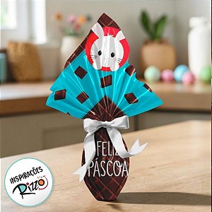 Saco Express 32x32cm para Ovos de 150g a 200g - Choco Bit Azul - 5 unidades - Cromus Páscoa -