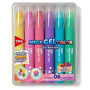 Giz Retrátil - Mega Gel Color - Cores Pasteis - 06 UN - Tris - Rizzo
