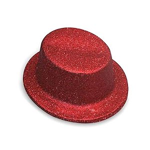Adereço de Carnaval Chapéu Glitter - Vermelho - Mod 7006 - 01 unidade - Rizzo