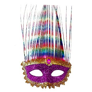 Máscara de Carnaval Glitter Luxo Mod 431 -Rosa - 01 unidade - Rizzo