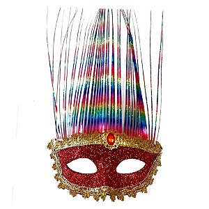 Máscara de Carnaval Glitter Luxo Mod 431 - Vermelho - 01 unidade - Rizzo