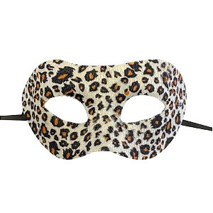 Máscara de Carnaval Veneziana Animal Print Onça - Mod 6857 - Branco/Laranja - 01 unidade - Rizzo