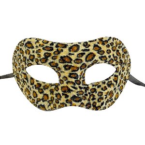 Máscara de Carnaval Veneziana Animal Print Onça - Mod 6857 - Champagne/Marrom - 01 unidade - Rizzo