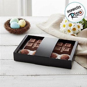 Caixa para Tablete com Brigadeiros Preto 18x13x3,2cm - 10 Unidades - Cromus - Rizzo Embalagens